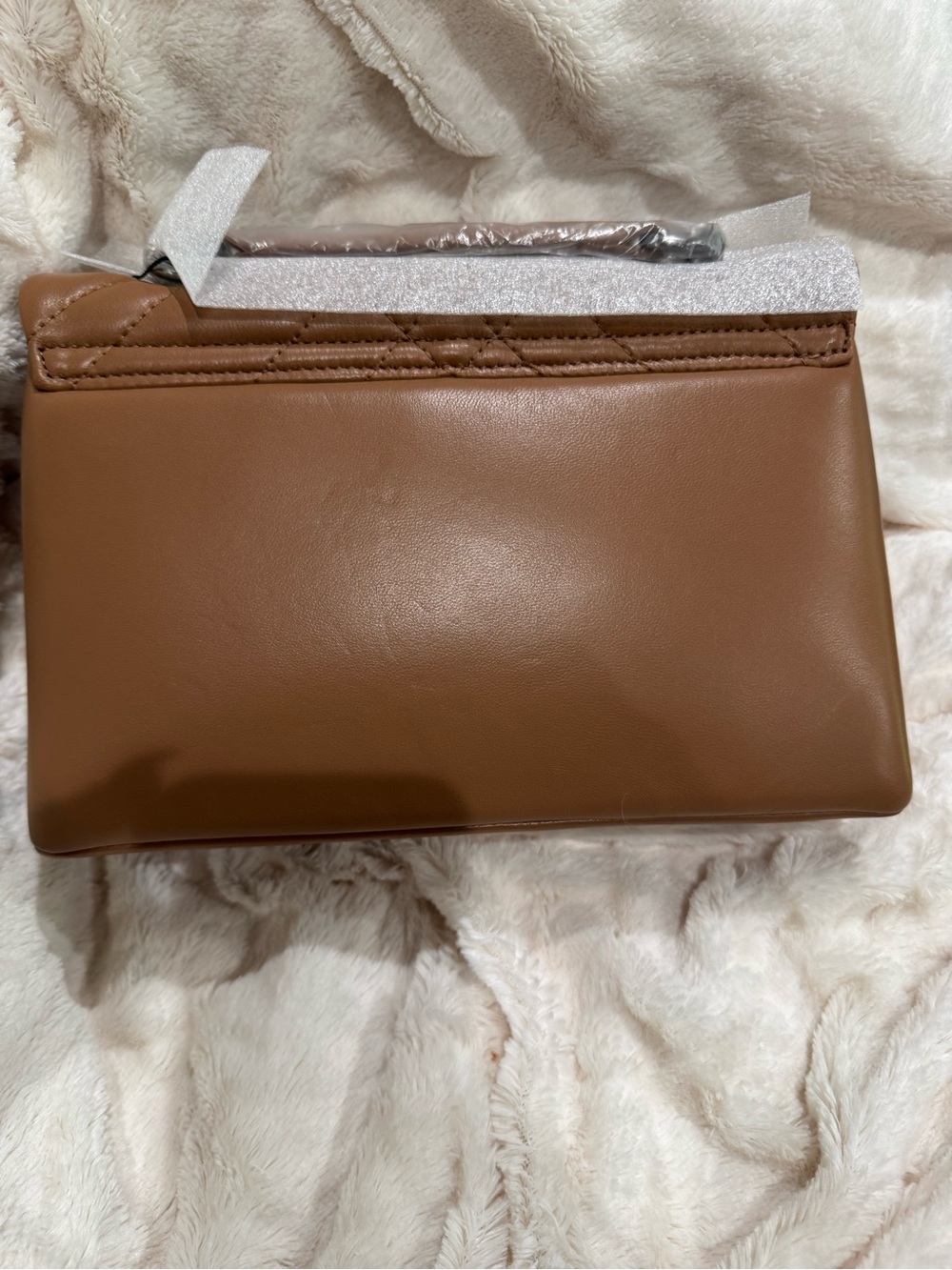 Kurt Geiger Brixton Diamond Camel Quilted Leather Shoulder Bag with Silver Chain - Picture 3 of 6